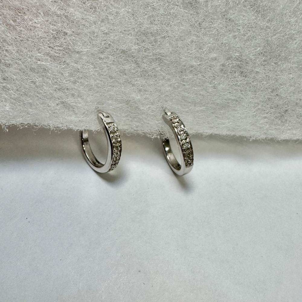 JS Signed Sterling Silver Huggie Earrings